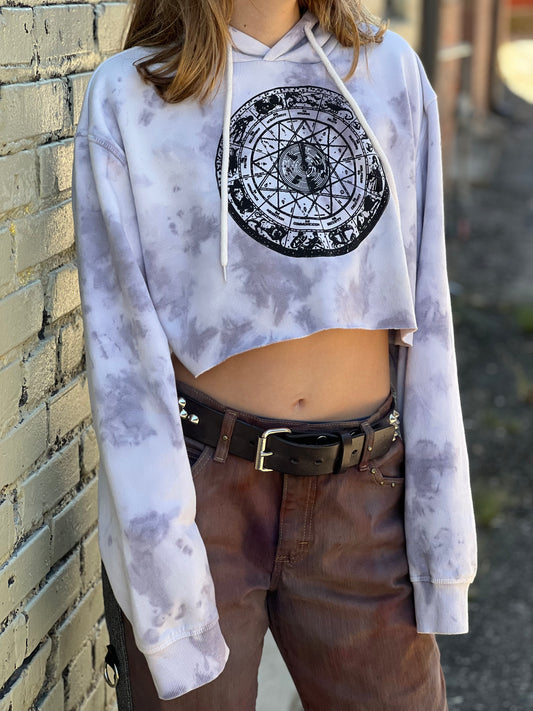 Marble Dye Zodiac Crop Hoodie