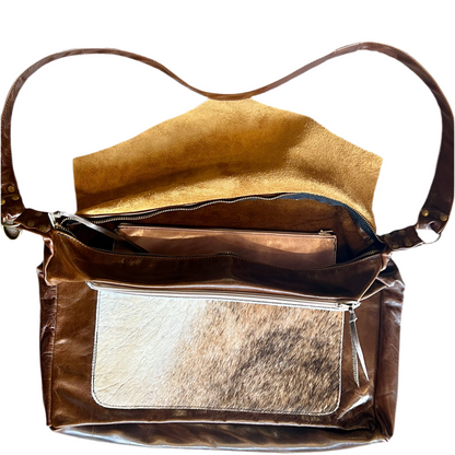 BB Ivey Umber & Cowhide Messenger Bag