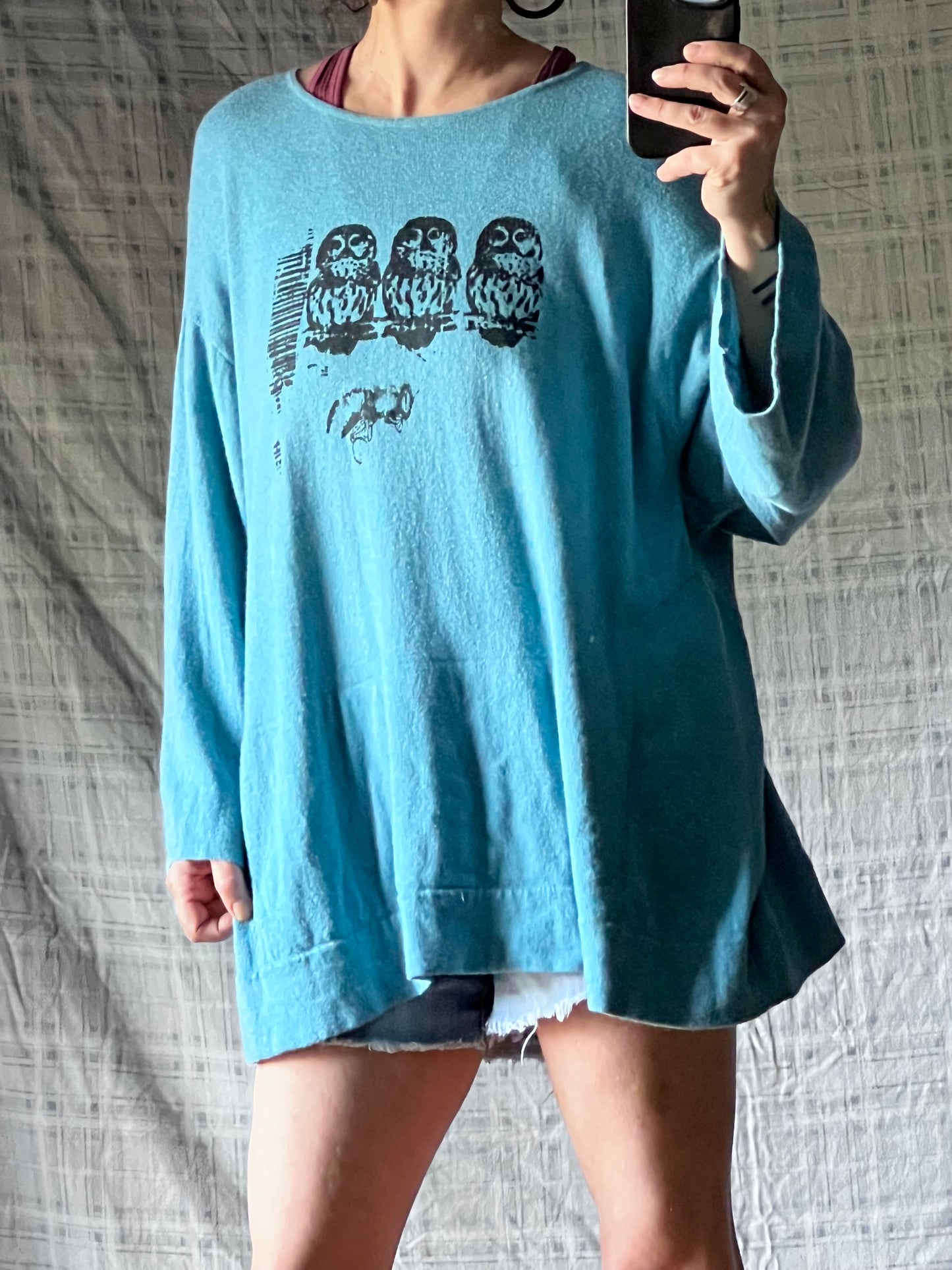 Aqua Owl Sweater