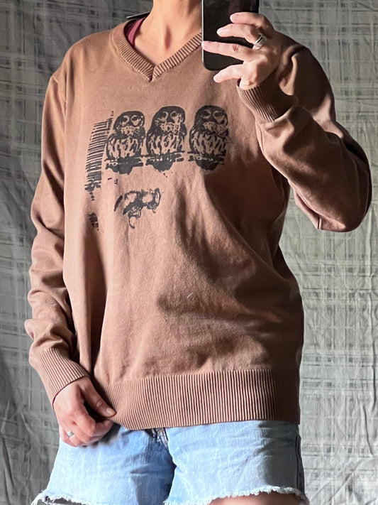 Tan Owl Sweater