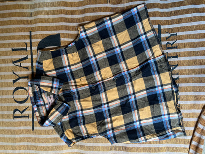 Gold Plaid Flannel w/ Owl Print