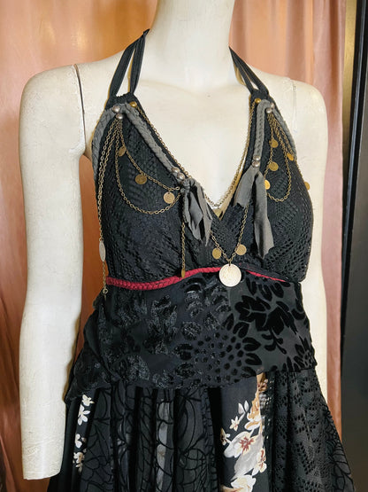 Layered Black Spider Web Lace Dress