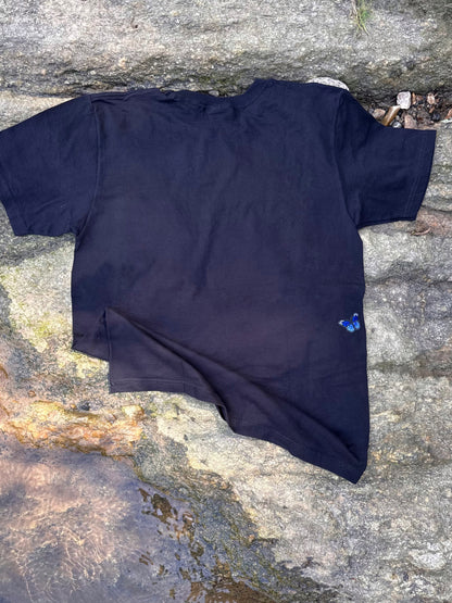 LO - Medium - Black Organic Cotton T-Shirt with Butterfly Patch