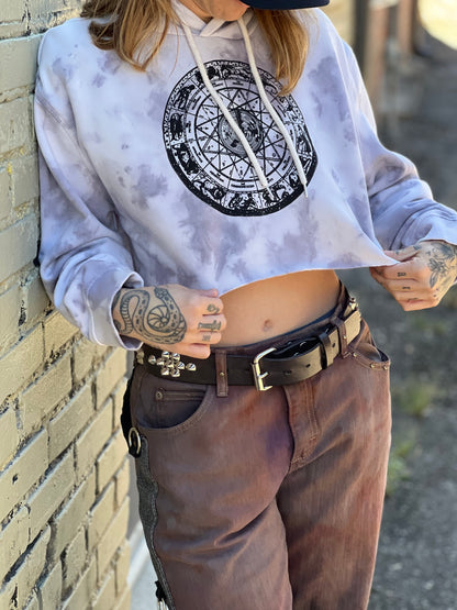 Marble Dye Zodiac Crop Hoodie