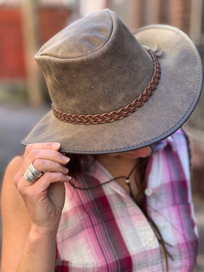 American Hat Makers - Brown Leather ‘Crusher’ Hat