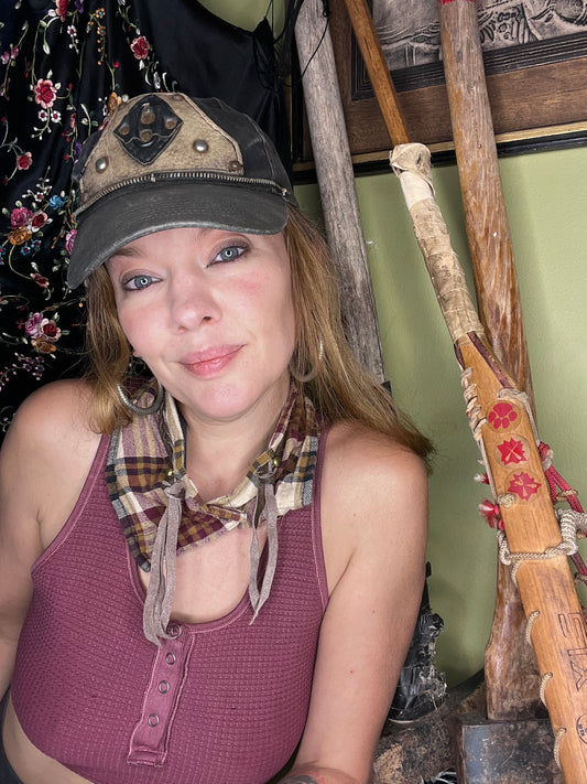 Beige & Tan Plaid Flannel Neck Scarf
