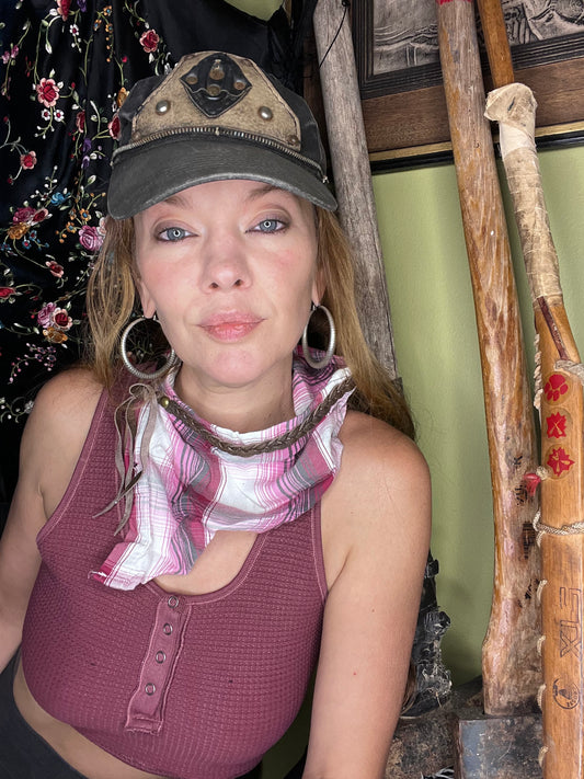 Pink Plaid Flannel Neck Scarf