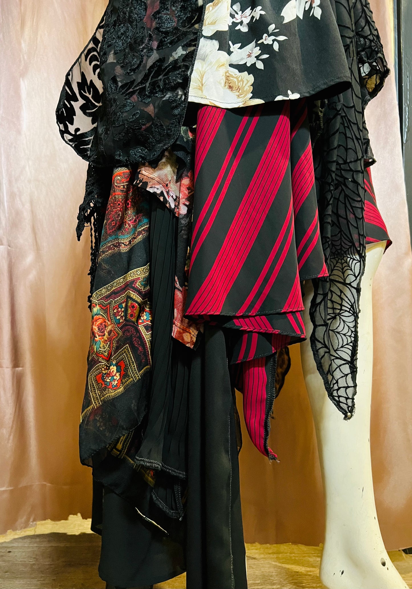 Layered Black Spider Web Lace Dress