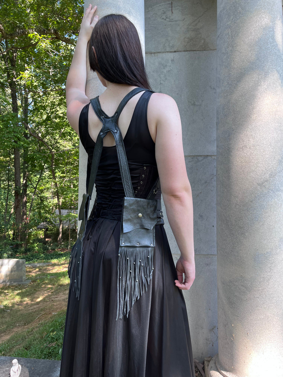Obsidian Black Fringe Leather Holster