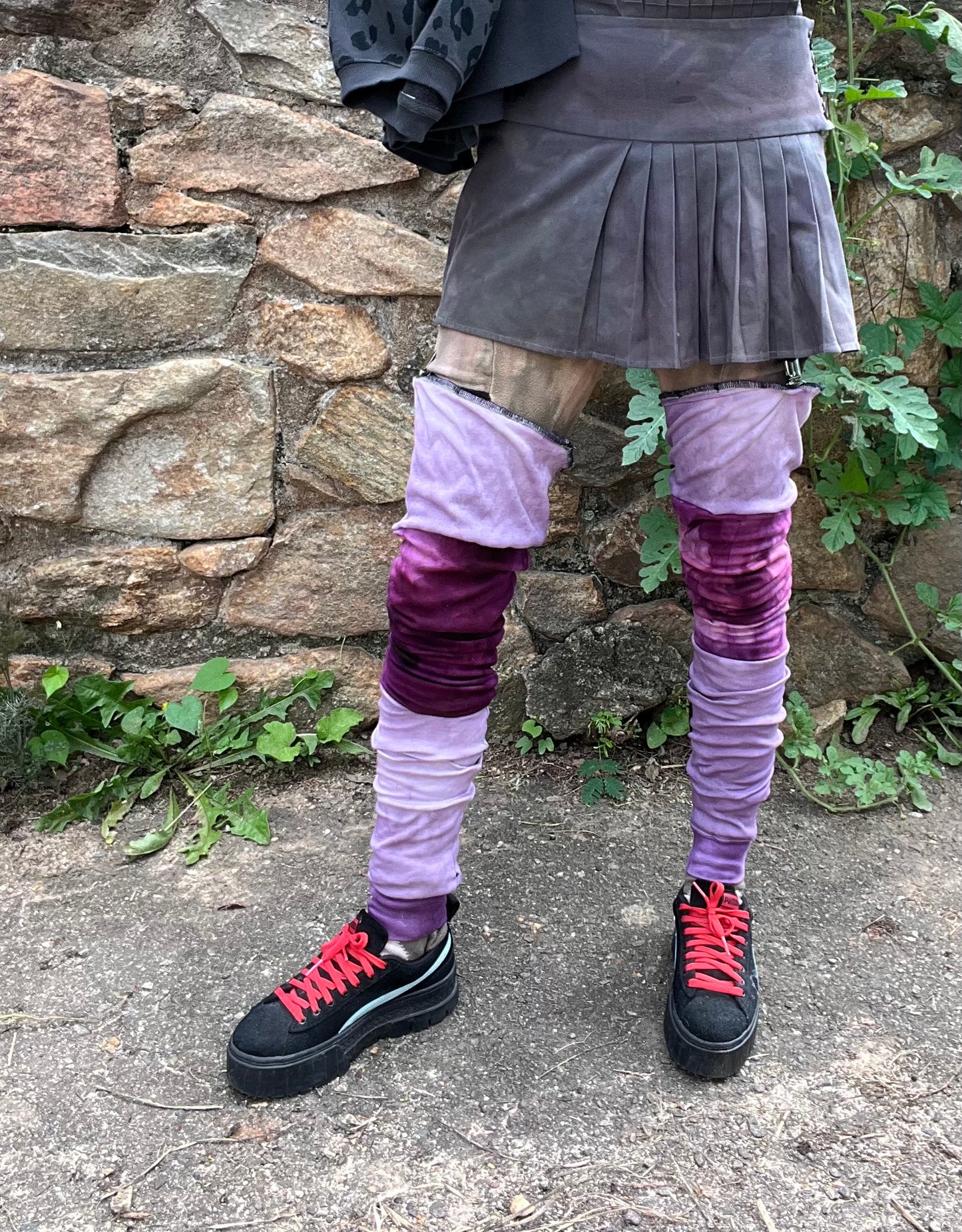 Magenta & Lavender Striped leg warmers