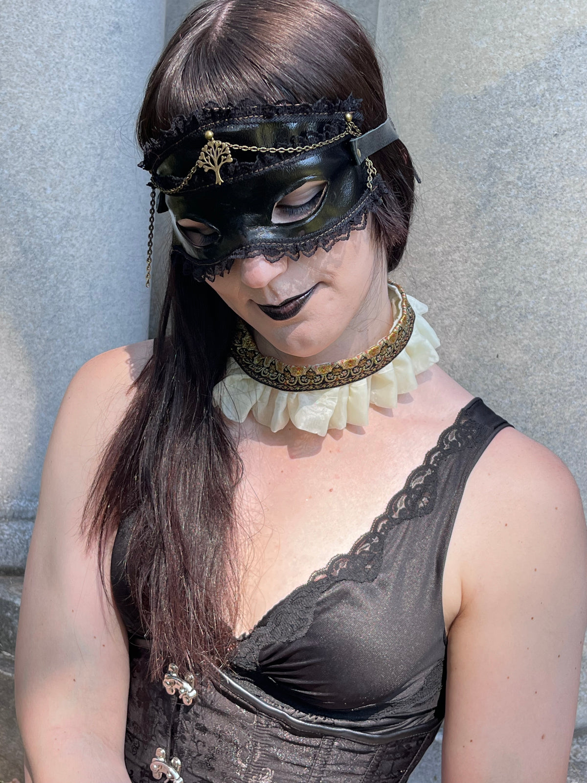 'Mistress of the night' Leather & Chain Costume Mask
