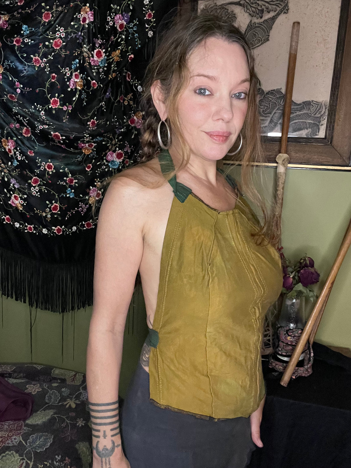 Chartreuse 100% Cotton Halter Top