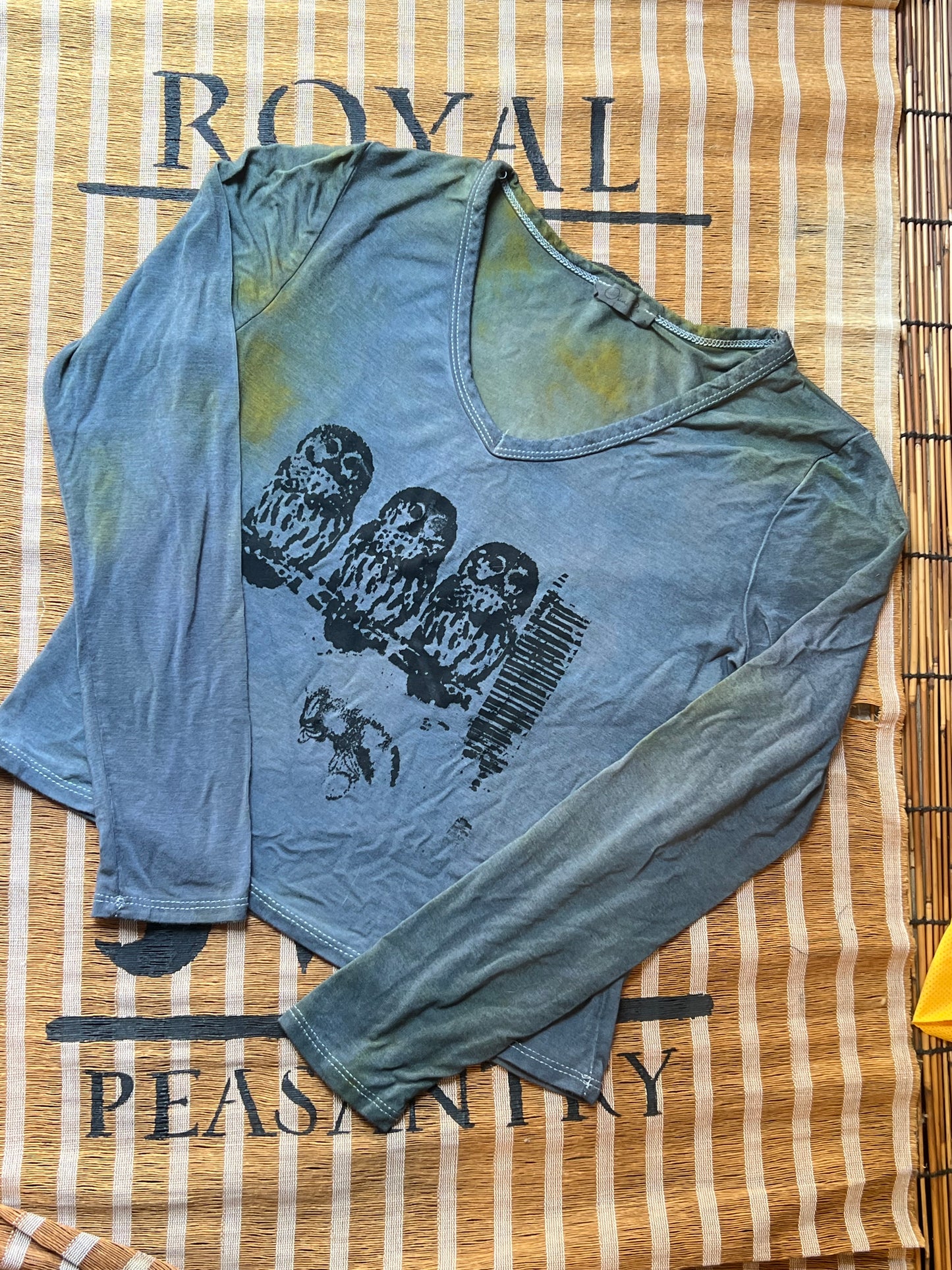 Dyed Ocean Mist Owl Crop Top