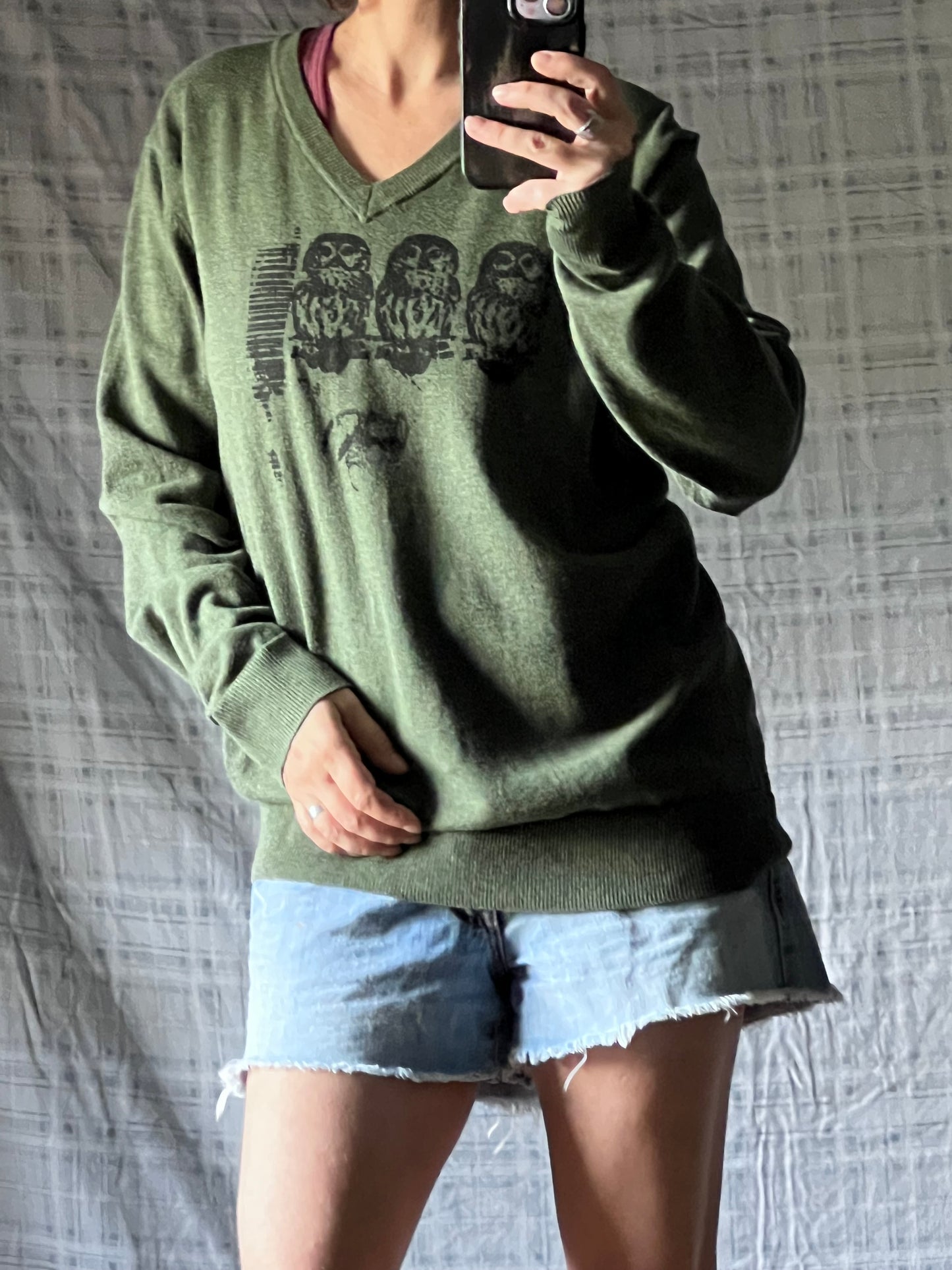 Pine Green Owl Sweater