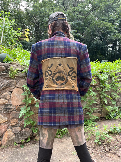 Burgundy Plaid Blazer w/ Transformation Back Patch