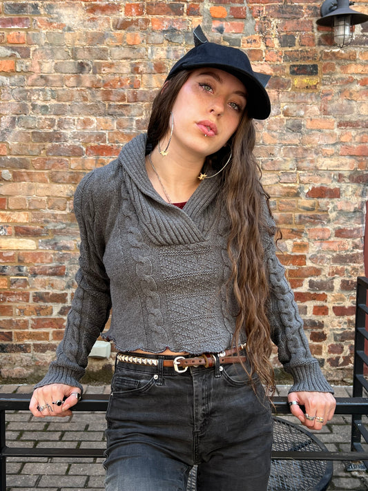 Charcoal Crop Sweater