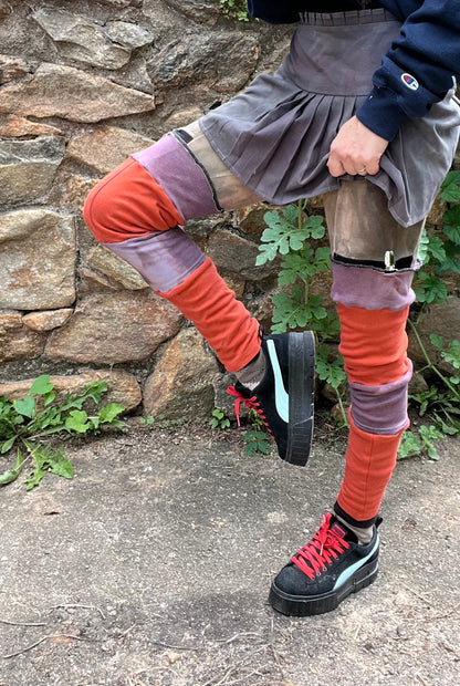Lavender & Orange Striped Leg Warmers