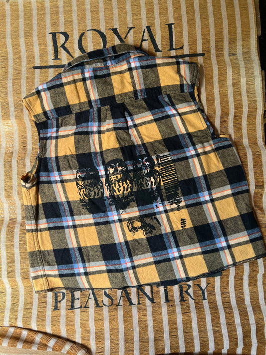 Gold Plaid Flannel w/ Owl Print