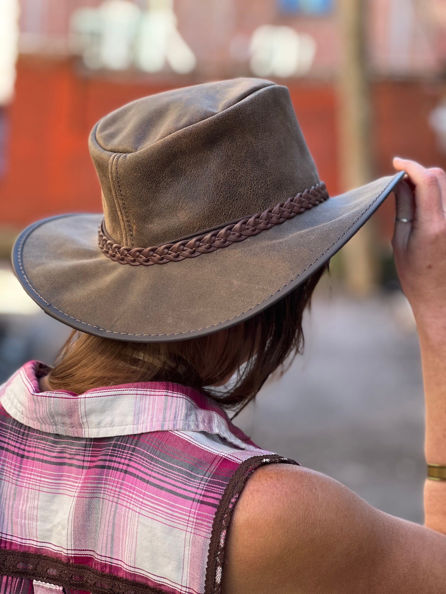 American Hat Makers - Brown Leather ‘Crusher’ Hat