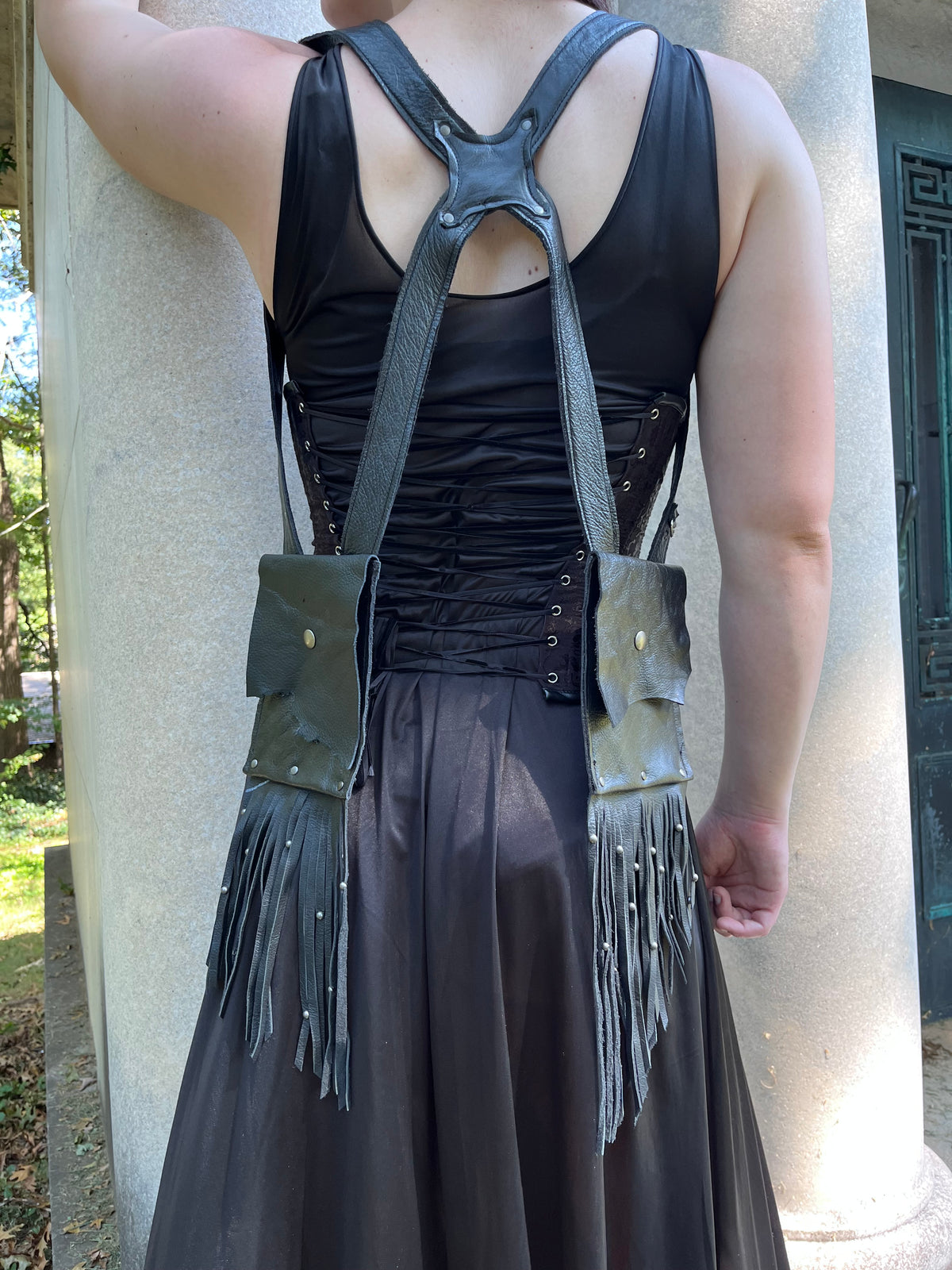 Obsidian Black Fringe Leather Holster