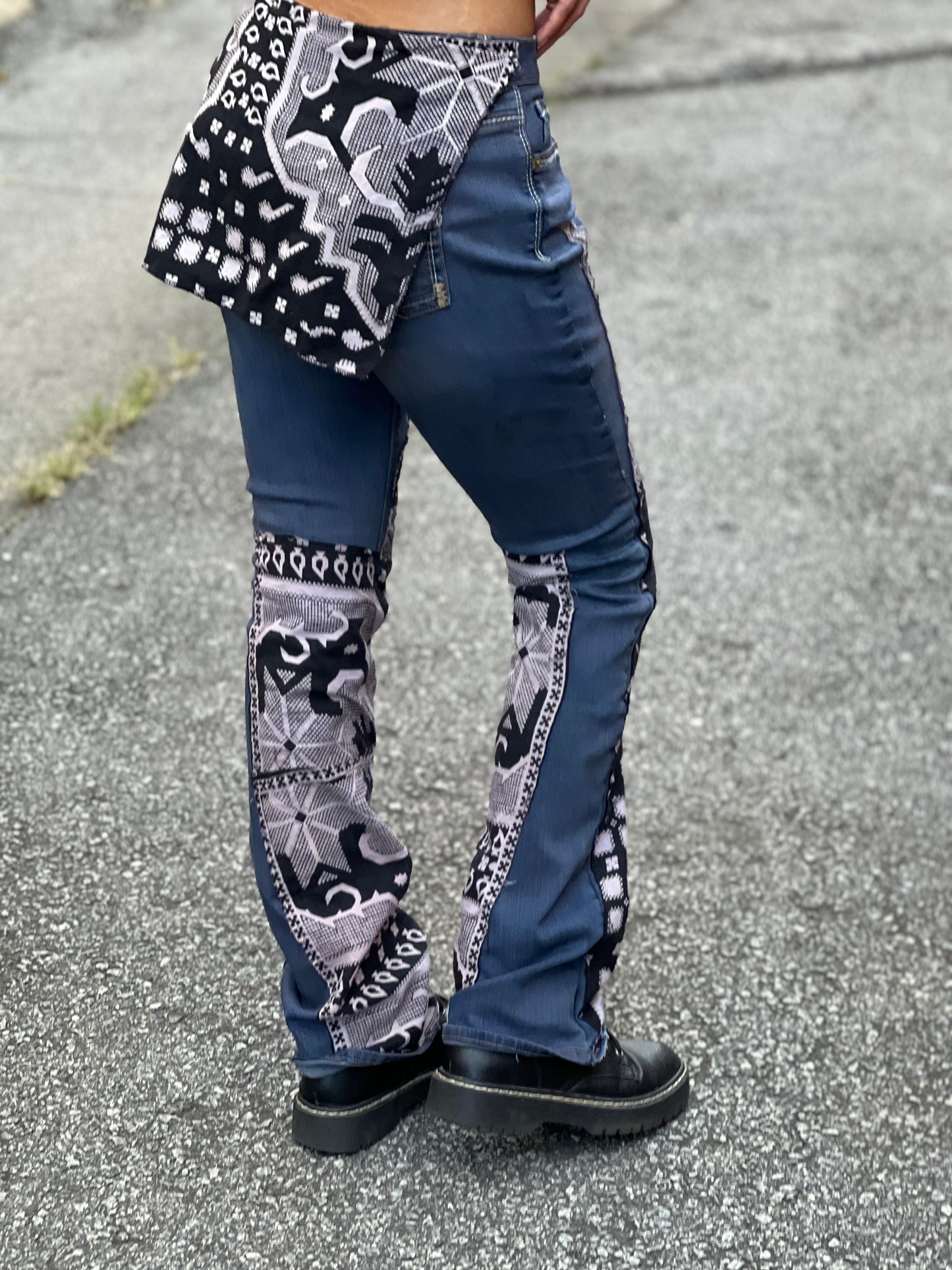 Black and White Patched Jeans