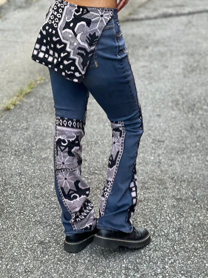 Black and White Patched Jeans