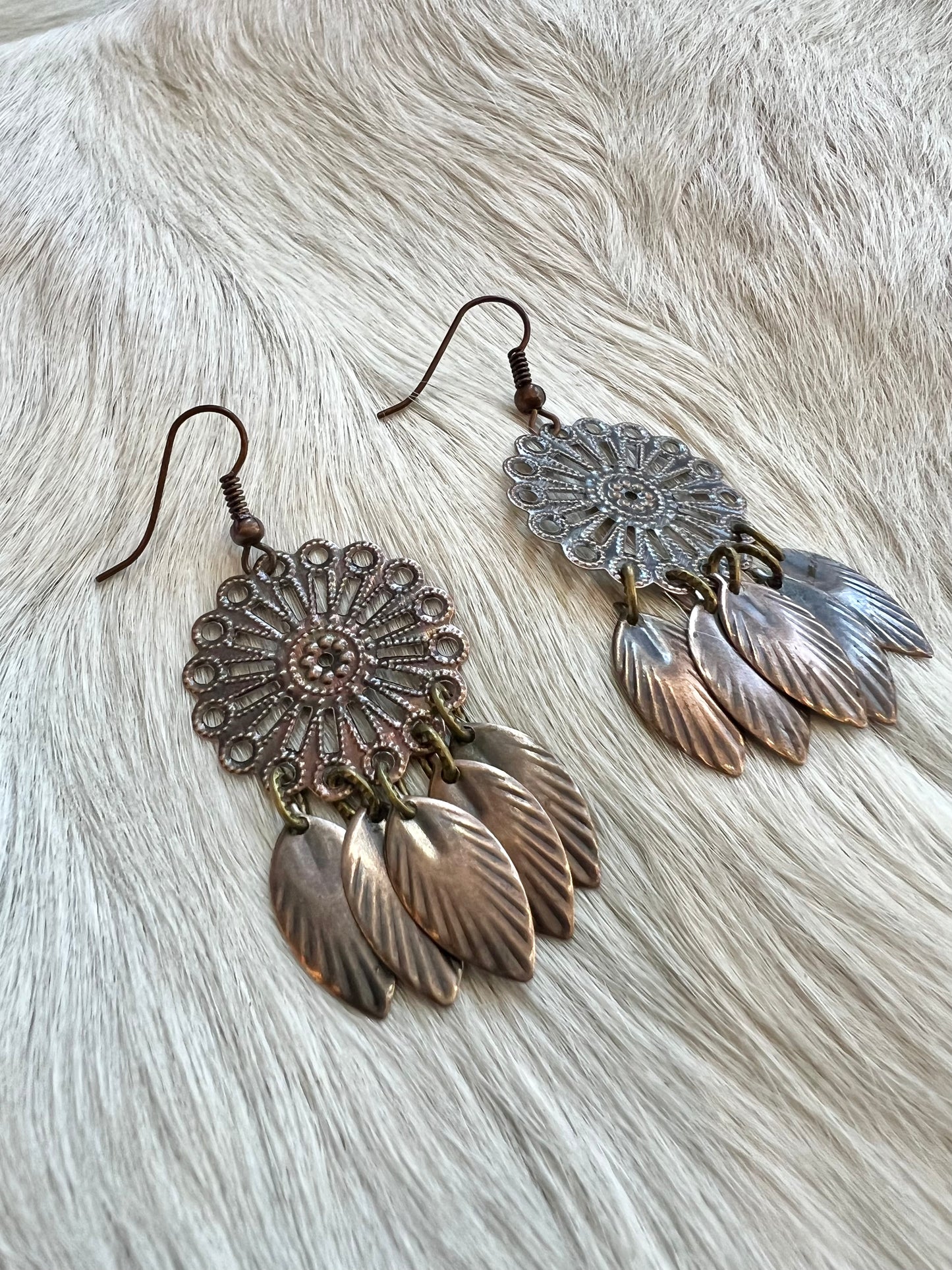 Mandala and Leaves Earrings