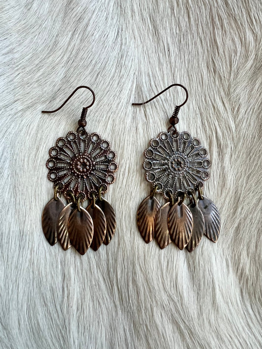 Mandala and Leaves Earrings