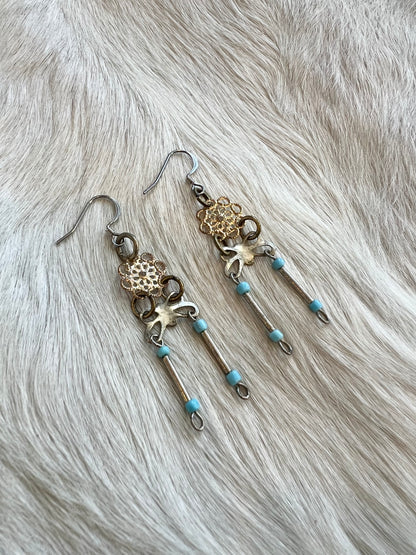 Butterfly and Mandala Dangle Earrings