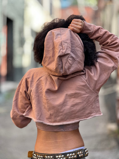 Pink Sky Cropped Hoodie