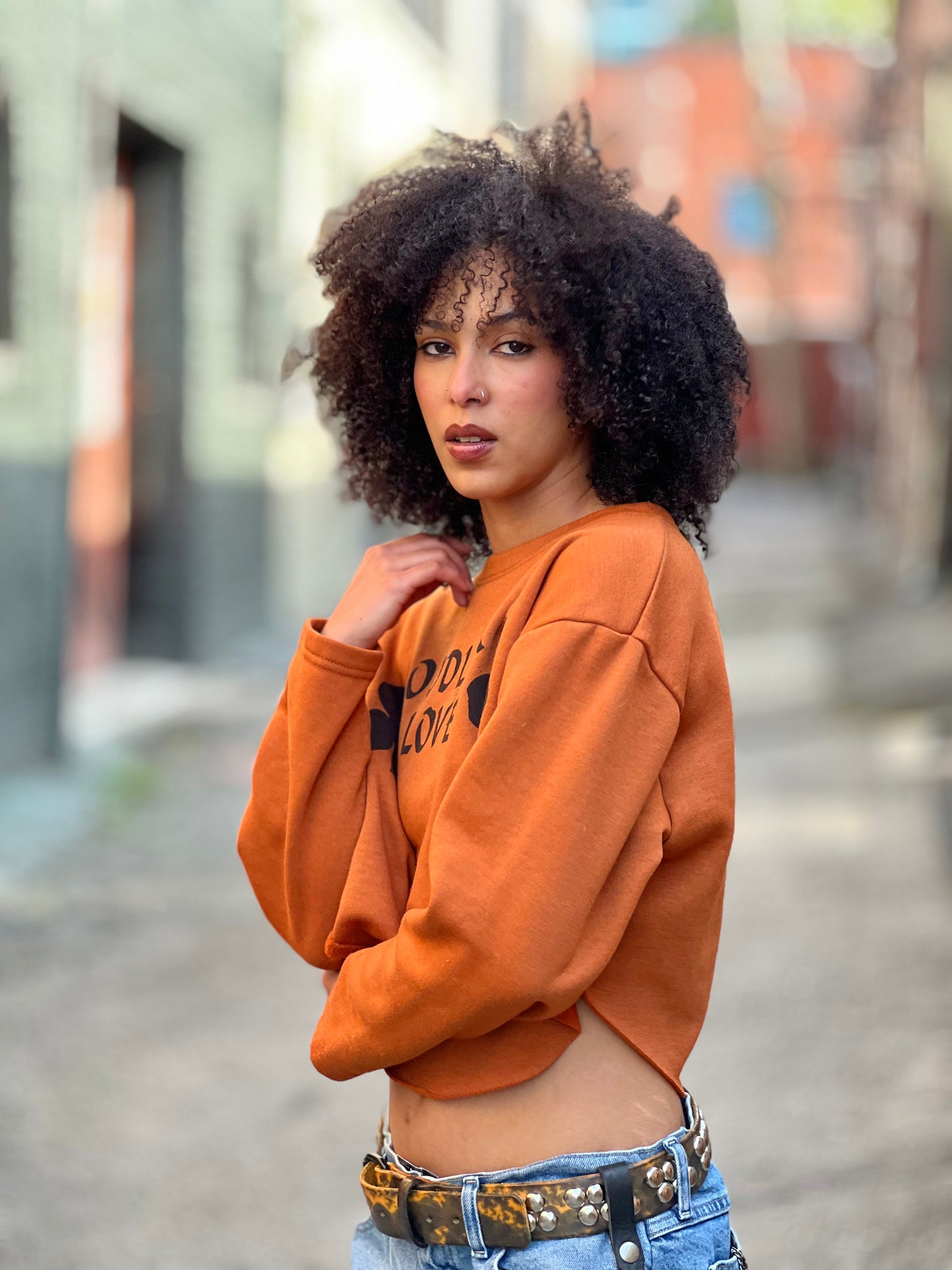 Orange "Good Luck Lover" Cropped Sweatshirt