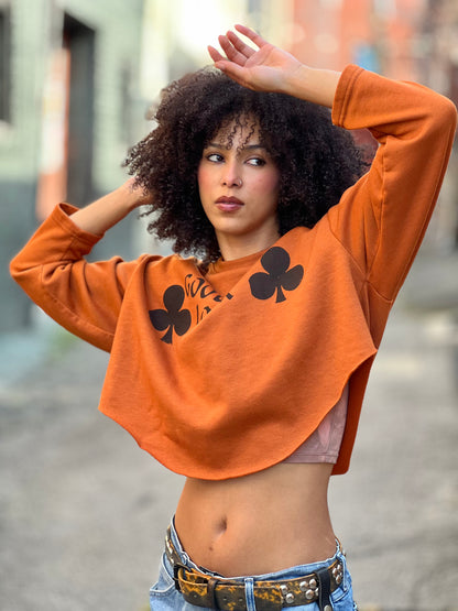 Orange "Good Luck Lover" Cropped Sweatshirt