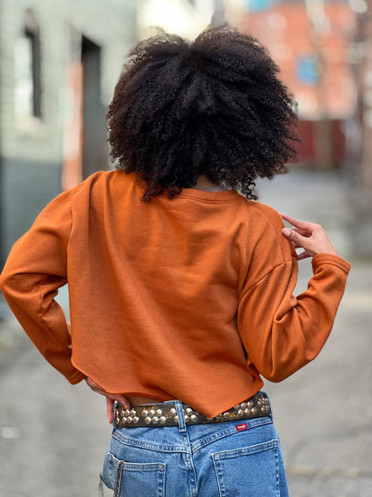 Orange "Good Luck Lover" Cropped Sweatshirt