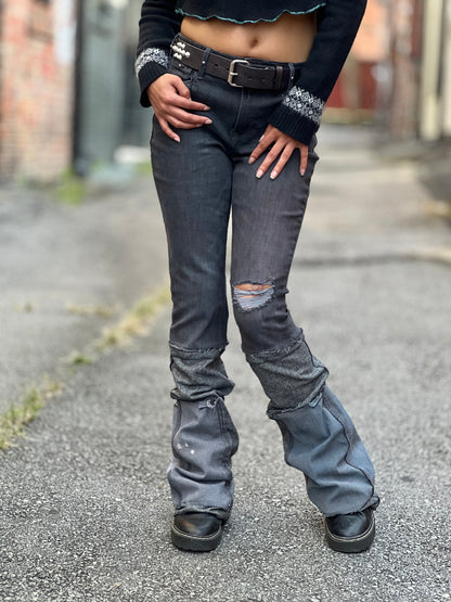 Gray Demin Flare Jeans