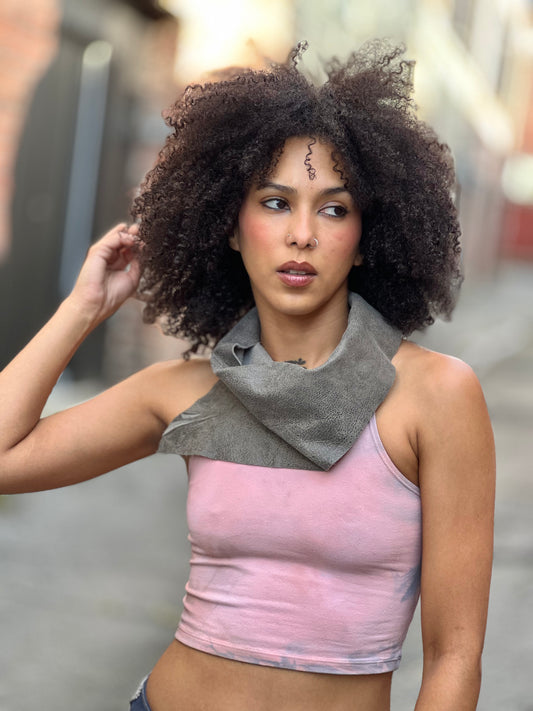 Gray Leather Bandana