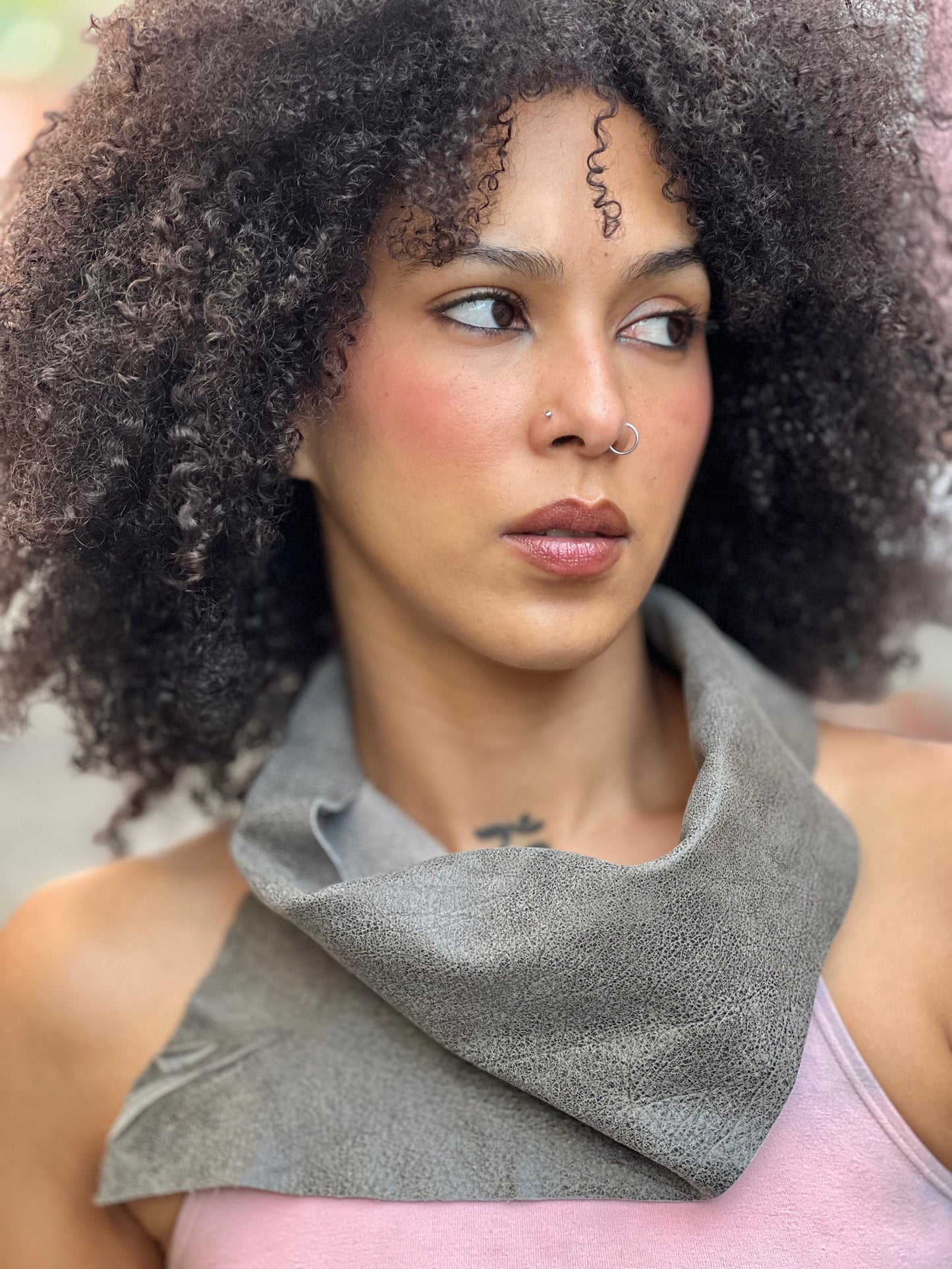 Gray Leather Bandana