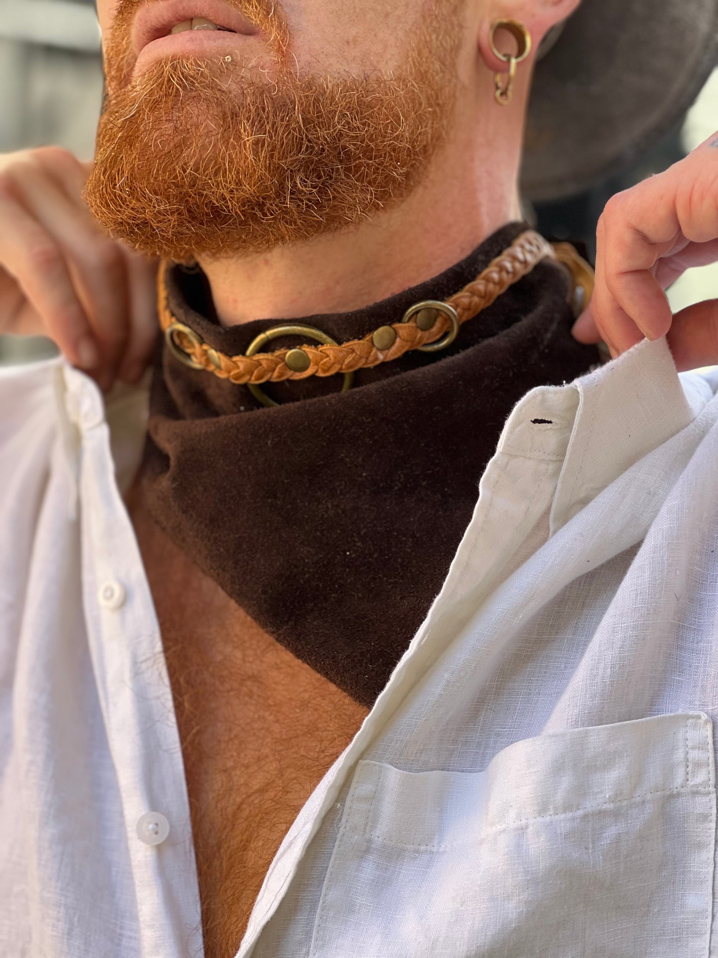 Dark Walnut Leather Scarf