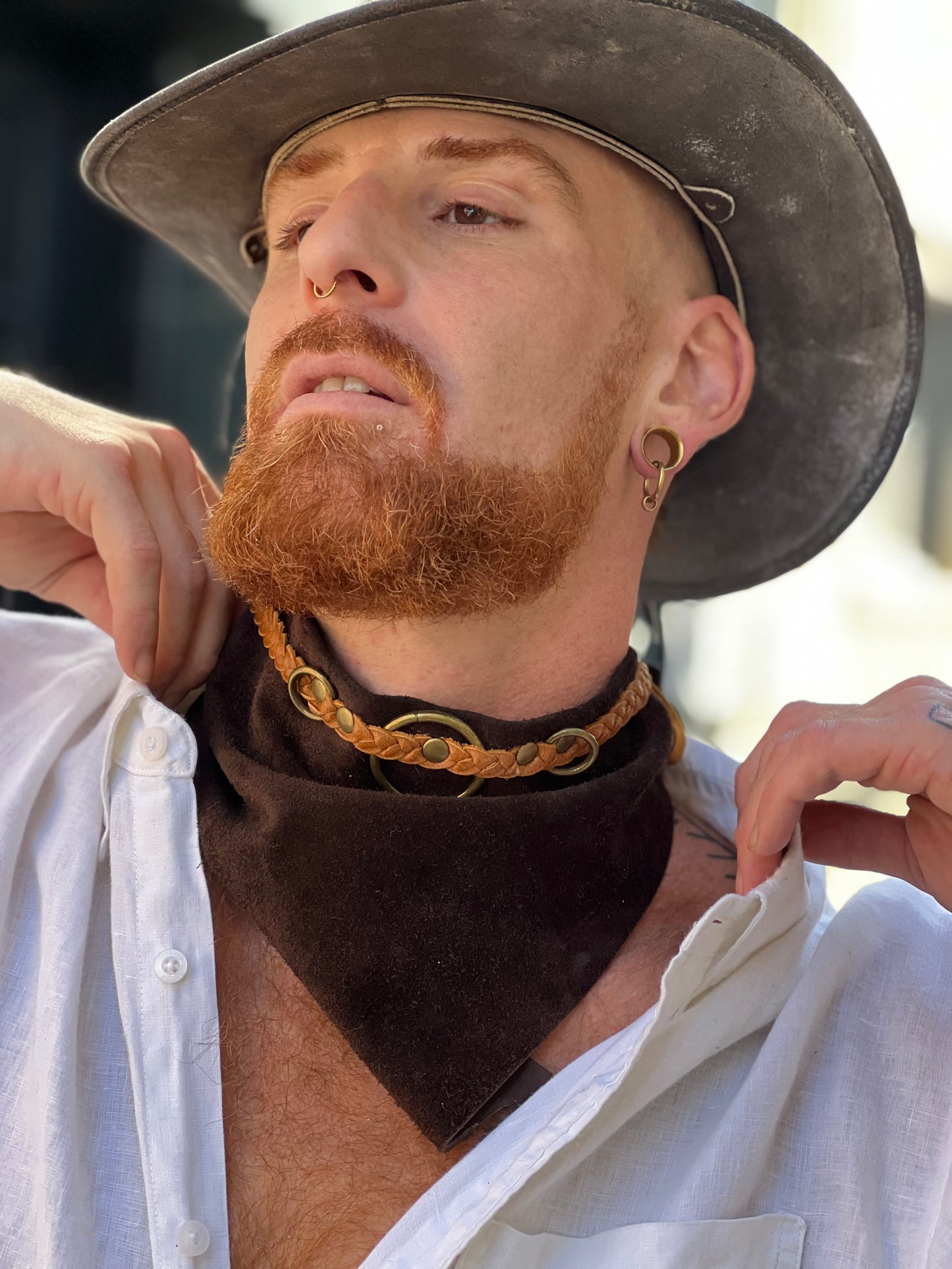 Dark Walnut Leather Scarf