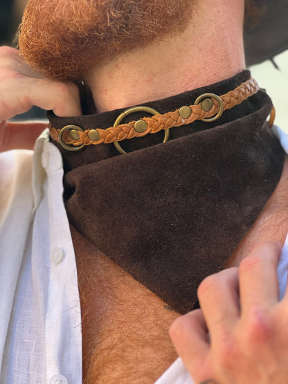 Dark Walnut Leather Scarf