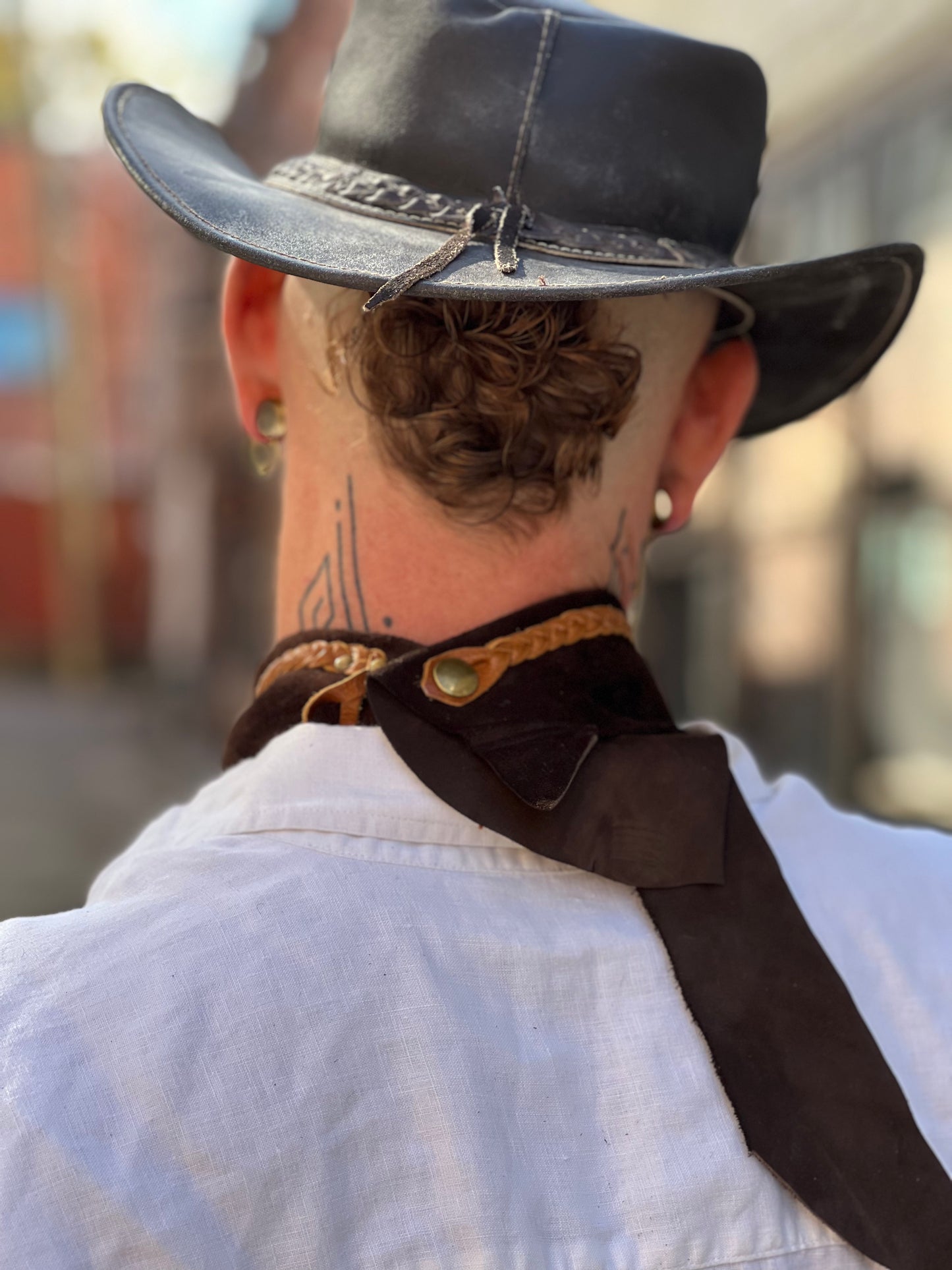 Dark Walnut Leather Scarf