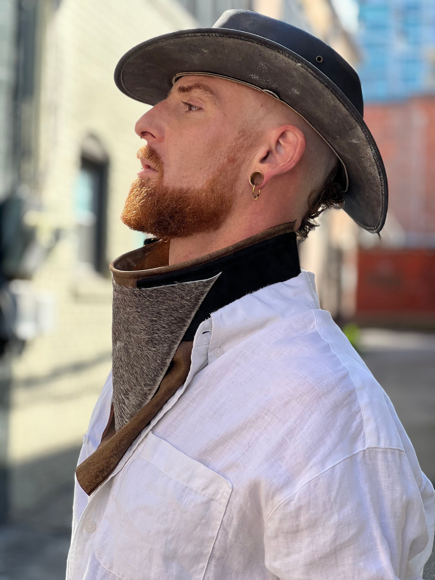 Fur Hide & Leather Neck Scarf