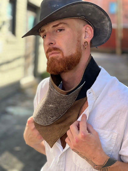 Fur Hide & Leather Neck Scarf