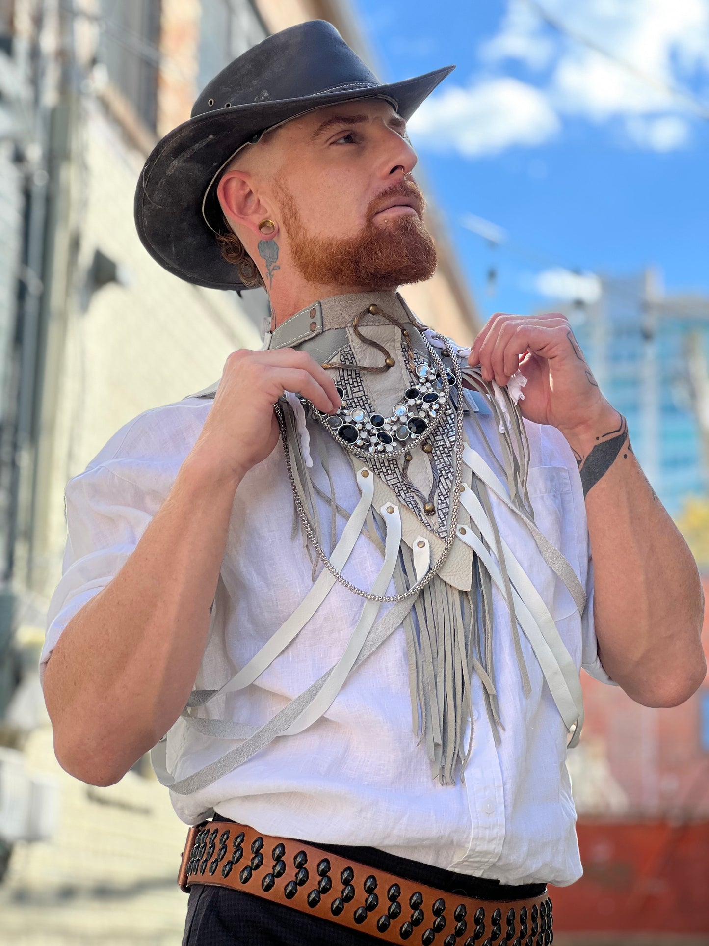 Ivory & Grey Neck Adornment Harness