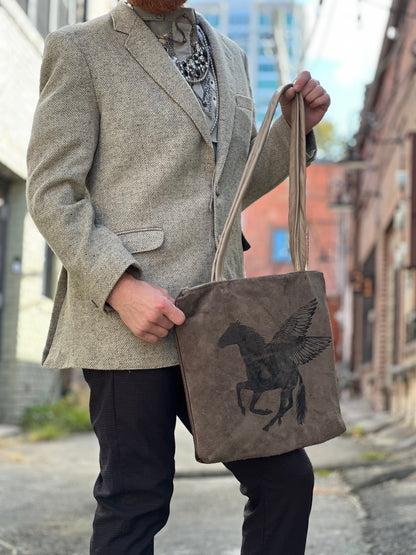 Pegasus Leather Suede Tote Bag
