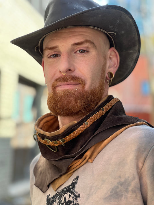 Leather & Bamboo Fleece Neck Scarf