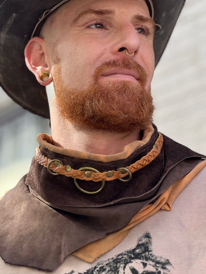 Leather & Bamboo Fleece Neck Scarf