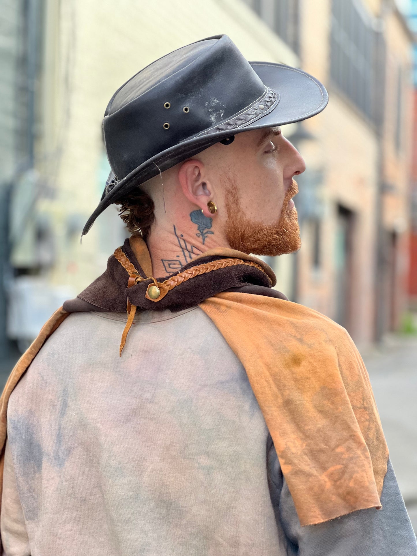 Leather & Bamboo Fleece Neck Scarf