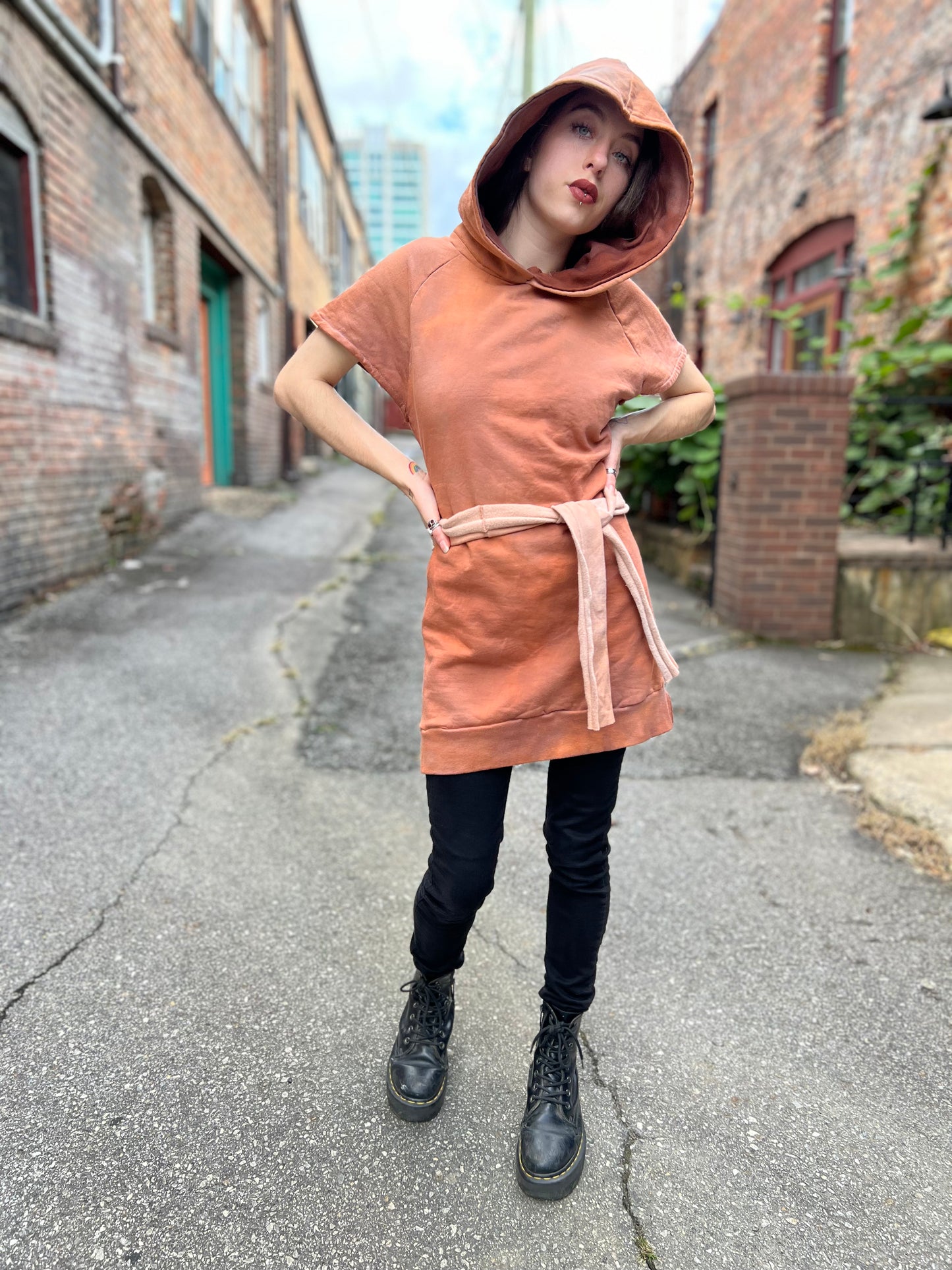 Dreamsicle Dyed Hooded Tunic Dress