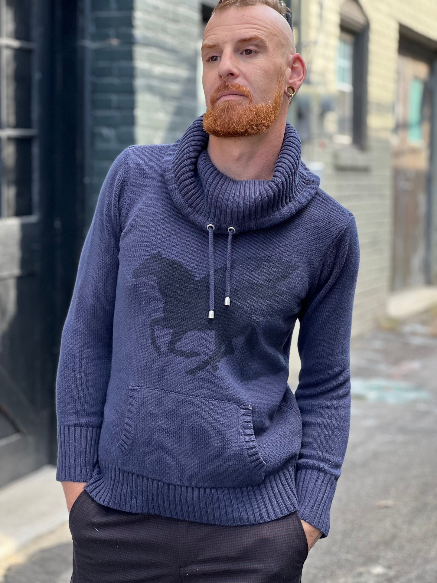 Indigo Pegasus Cowl Sweater