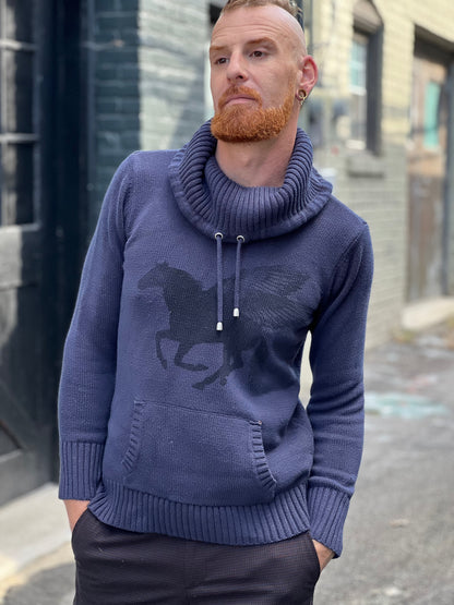 Indigo Pegasus Cowl Sweater